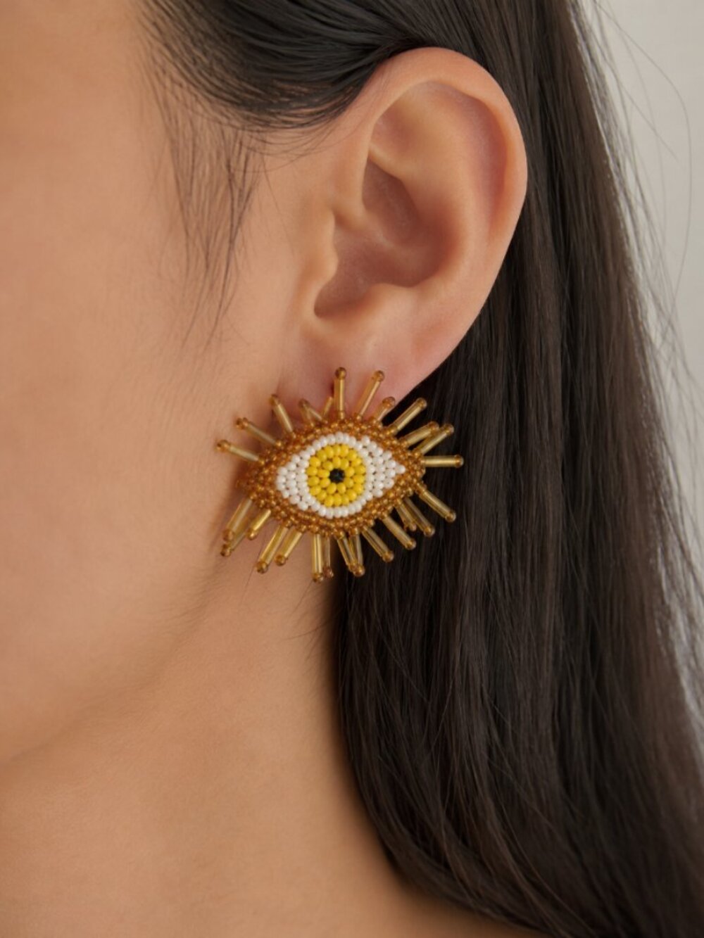 Handmade Colombian Beaded Evil Eye Statement Earrings